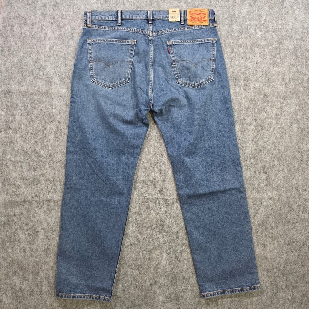 Levis 505 Regular Fit Stretch Jeans Mens 38x30 Medium Wash Blue Straight Leg NWT - Picture 3 of 11